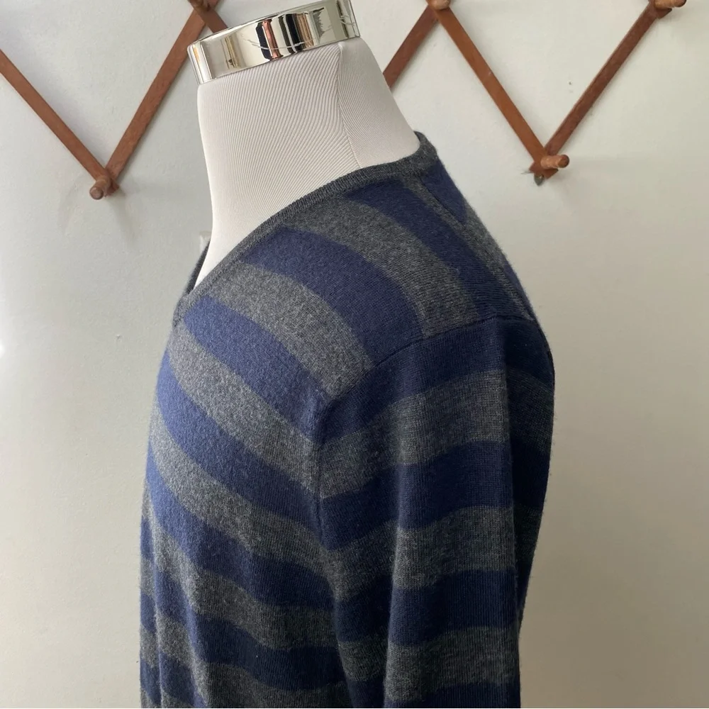 J Crew Merino Wool Striped V Neck Sweater
